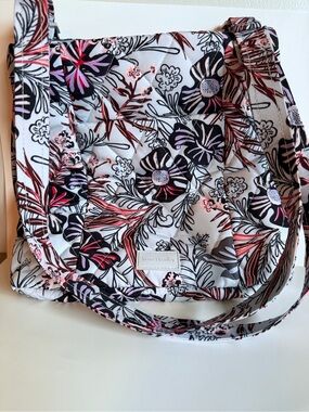 Vera Bradley Quilted Floral Shoulder Bag in White, Black and Pink